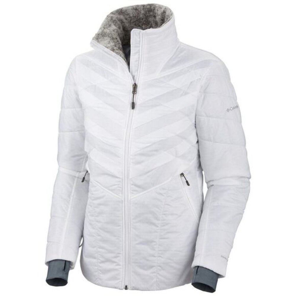 Columbia Women's White Kaleidaslope II Omni-Heat Insulated Puffer Jacket Size L